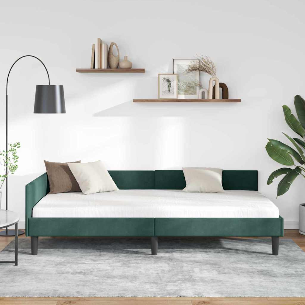 Vidaxl hoekbedframe donkergroen 100 x 200 cm fluweel