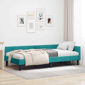 Vidaxl hoekbedframe turquoise 100 x 200 cm fluweel