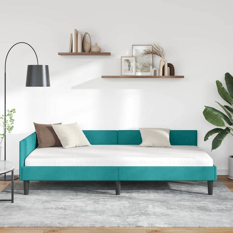 Vidaxl hoekbedframe turquoise 100 x 200 cm fluweel