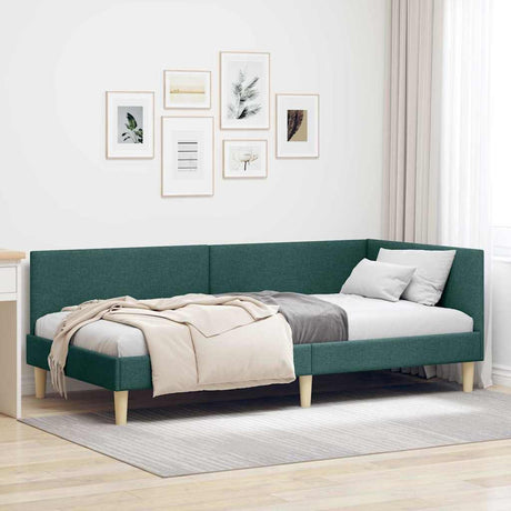 Vidaxl hoekbedframe donkergroen 80 x 200 cm stof