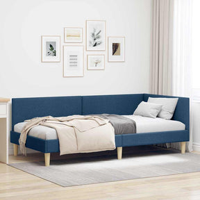 Vidaxl hoekbedframe blauw 80 x 200 cm stof