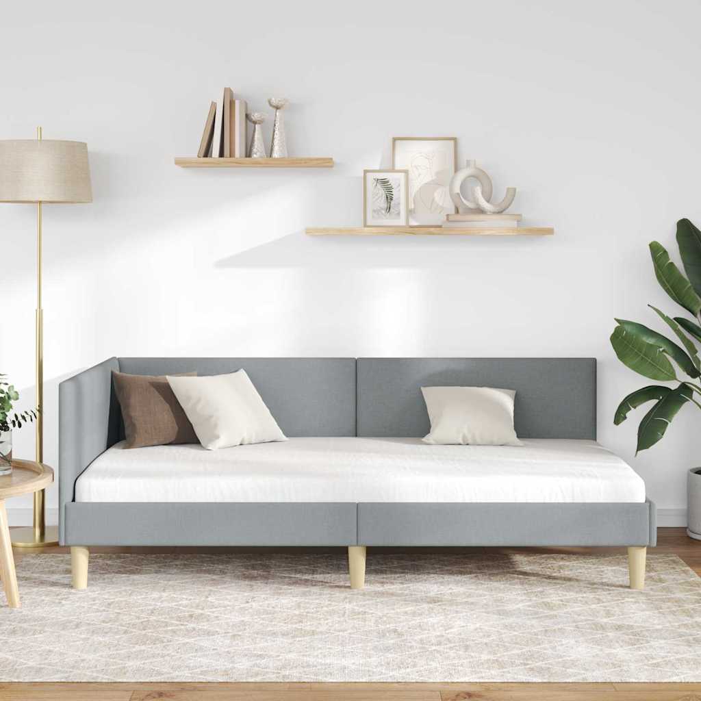 Vidaxl hoekbedframe lichtgrijs 90 x 190 cm stof