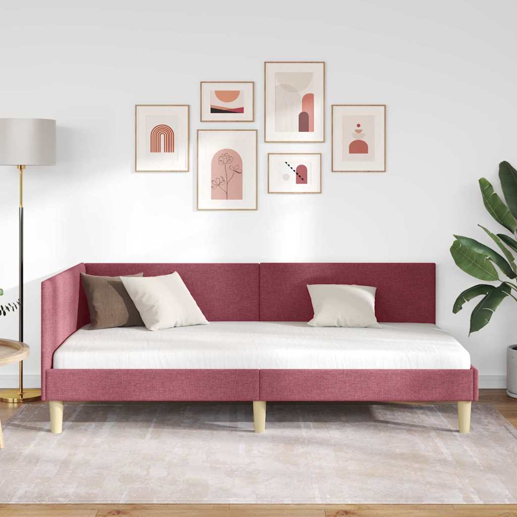 Vidaxl hoekbedframe wijnrood 90 x 190 cm stof