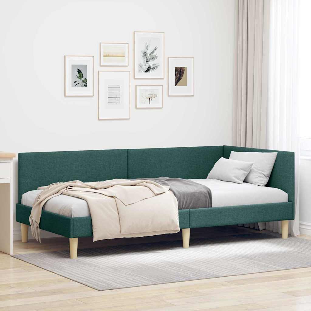 Vidaxl hoekbedframe donkergroen 90 x 190 cm stof
