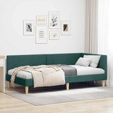 Vidaxl hoekbedframe donkergroen 90 x 190 cm stof