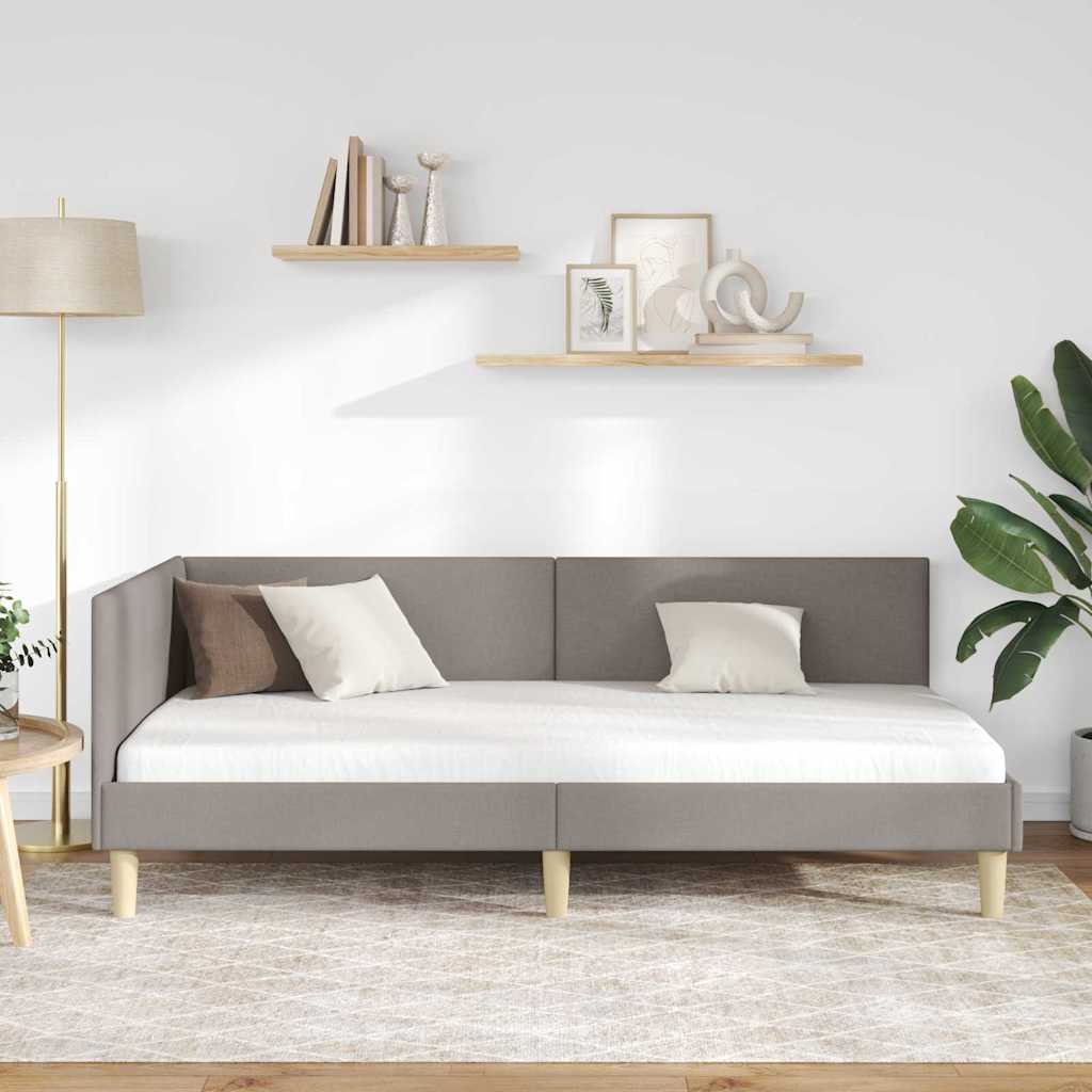 Vidaxl hoekbedframe taupe 90 x 190 cm stof