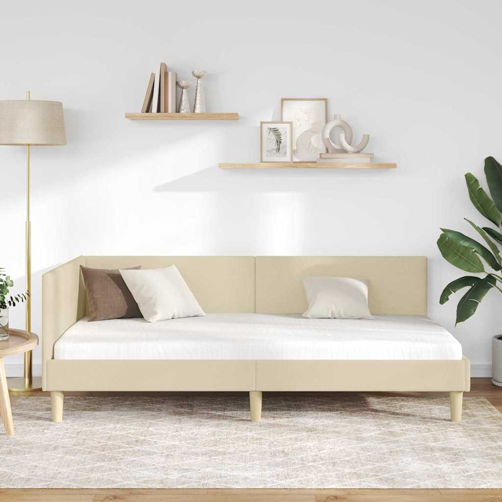 Vidaxl hoekbedframe crème 90 x 190 cm stof
