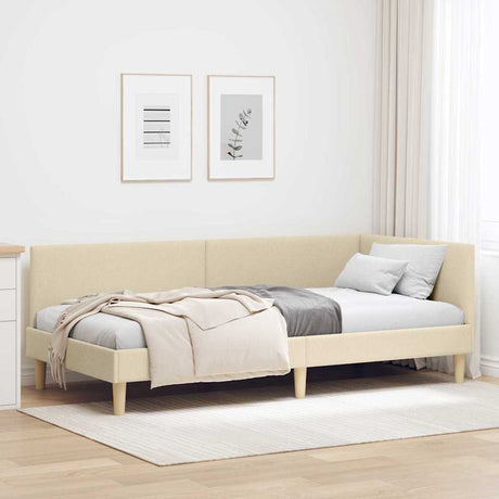 Vidaxl hoekbedframe crème 90 cm x 200 cm stof en multiplex