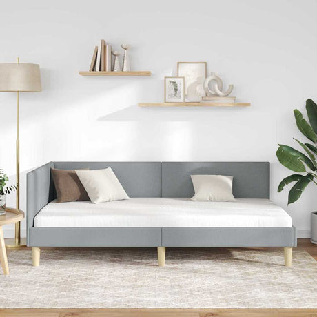 Vidaxl hoekbedframe lichtgrijs 100 cm x 200 cm stof en multiplex