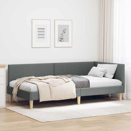 Vidaxl hoekbedframe donkergrijs 100 x 200 cm stof