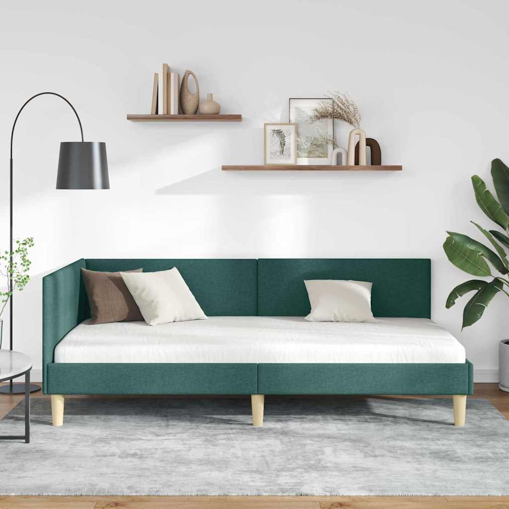 Vidaxl hoekbedframe donkergroen 100 x 200 cm stof