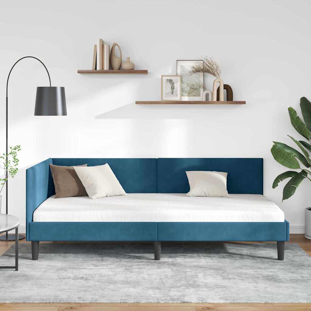 Vidaxl hoekbedframe blauw 80 x 200 cm fluweel