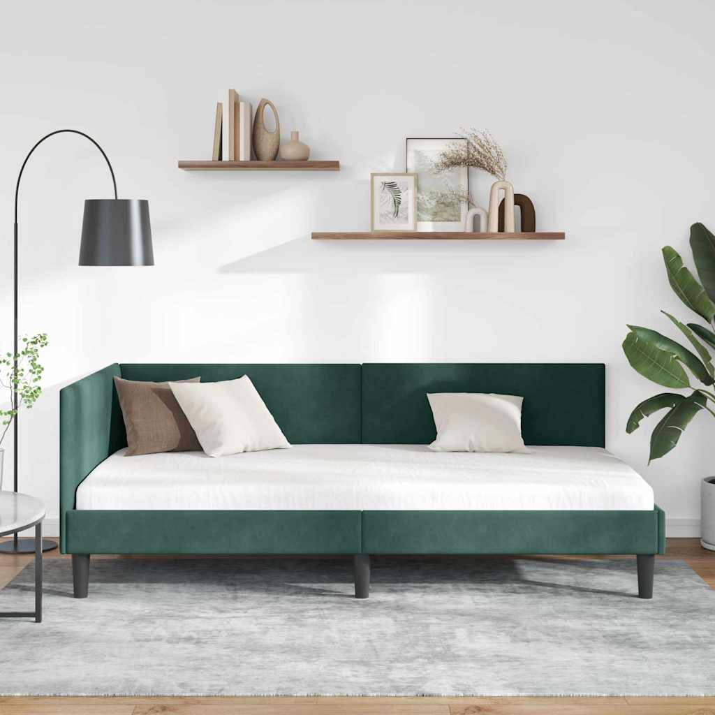 Vidaxl hoekbedframe donkergroen 80 x 200 cm fluweel