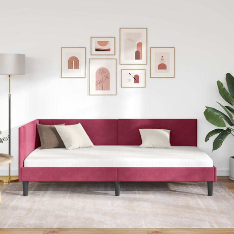 Vidaxl hoekbedframe met hoofdeinde wijnrood 80 cm x 200 cm fluweel