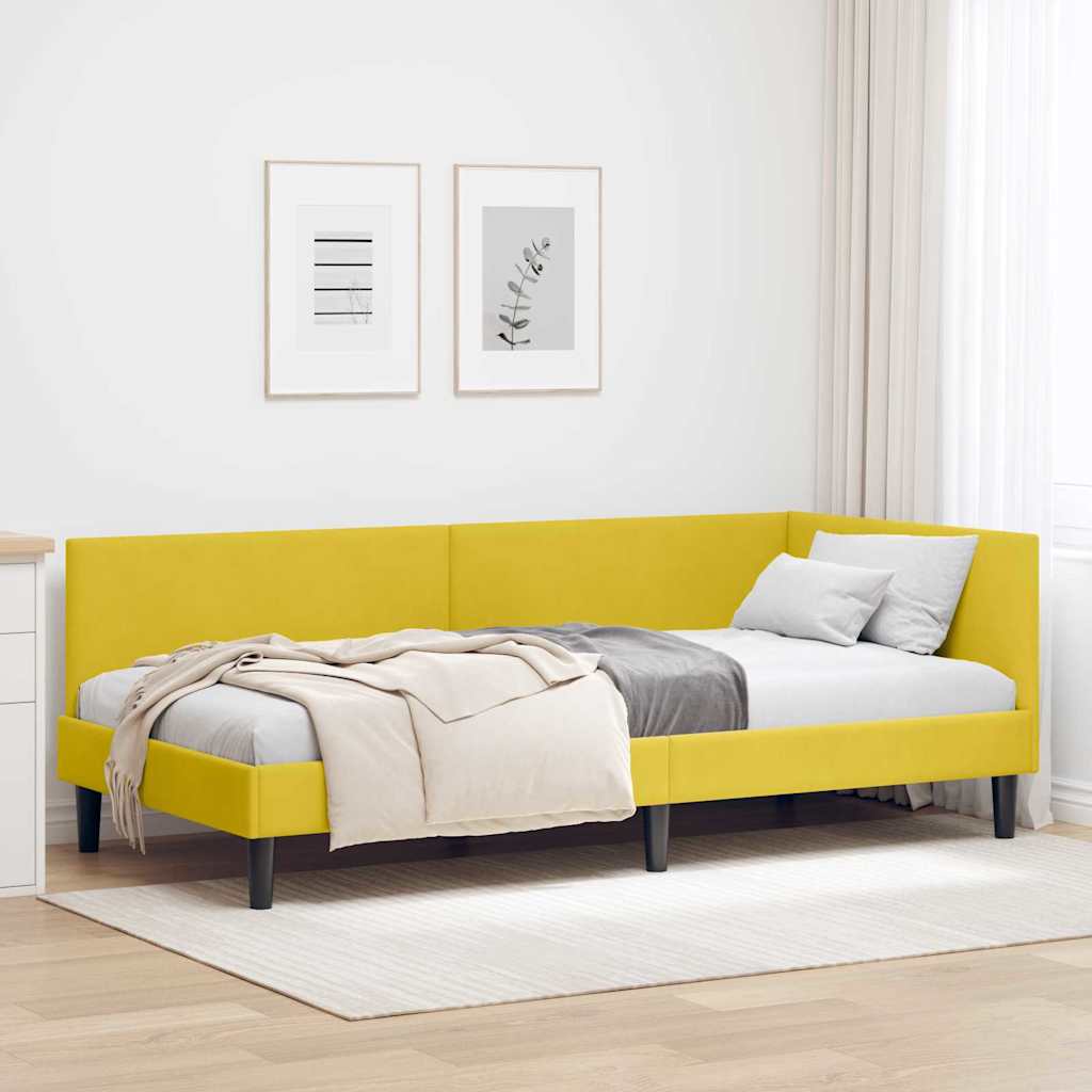 Vidaxl hoekbedframe met hoofdeinde geel 80 cm x 200 cm fluweel