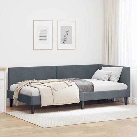 Vidaxl hoekbedframe met hoofdeinde donkergrijs 90 cm x 190 cm fluweel