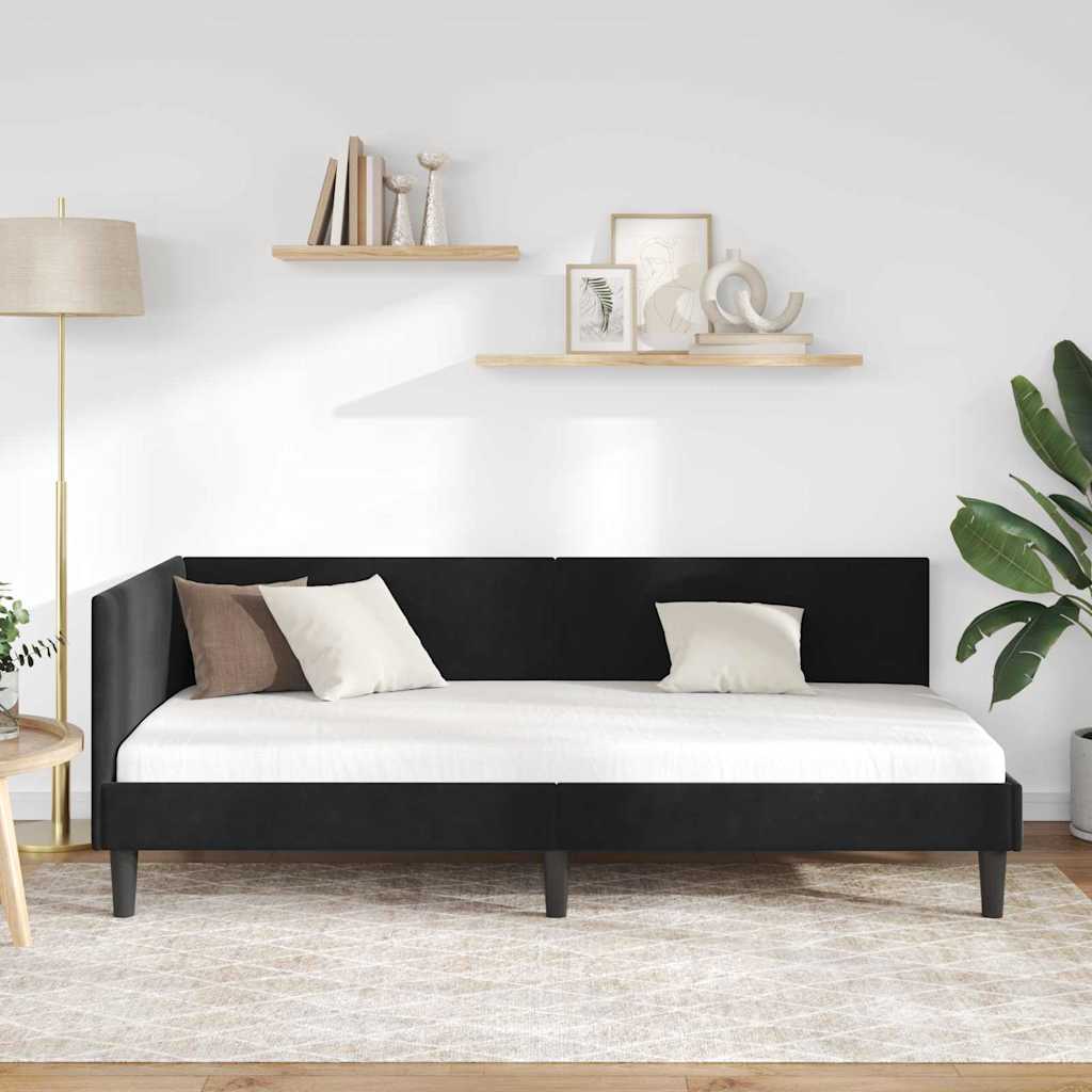Vidaxl hoekbedframe zwart 90 x 190 cm fluweel
