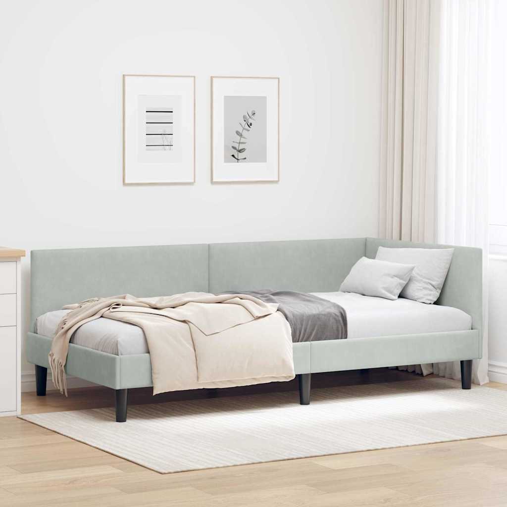 Vidaxl hoekbedframe lichtgrijs 90 x 200 cm fluweel