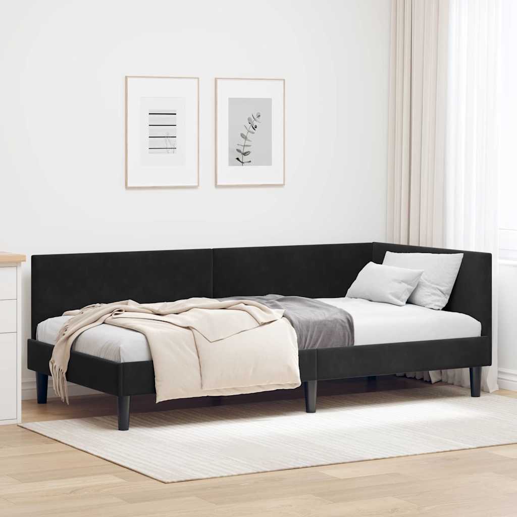 Vidaxl hoekbedframe zwart 90 x 200 cm fluweel