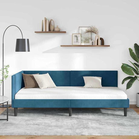 Vidaxl hoekbedframe met hoofdeinde blauw 100 cm x 200 cm fluweel
