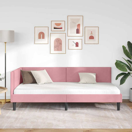 Vidaxl hoekbedframe roze 100 x 200 cm fluweel