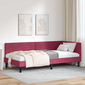 Vidaxl hoekbedframe wijnrood 100 x 200 cm fluweel