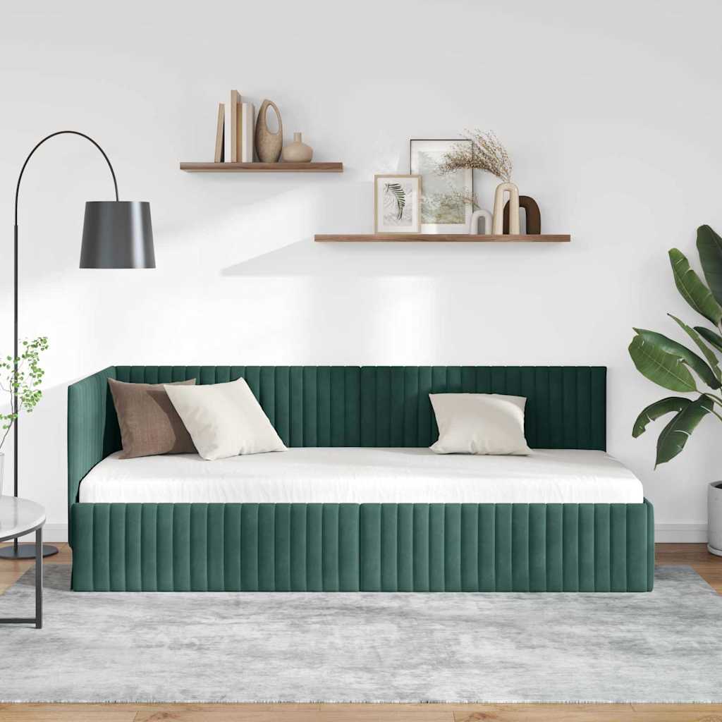 Vidaxl hoekbedframe donkergroen 80 x 200 cm fluweel