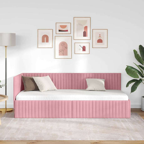 Vidaxl hoekbedframe roze 80 x 200 cm fluweel