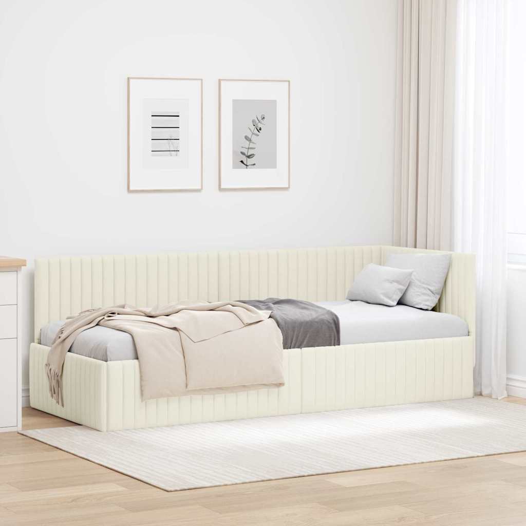 Vidaxl hoekbedframe crème 80 x 200 cm fluweel