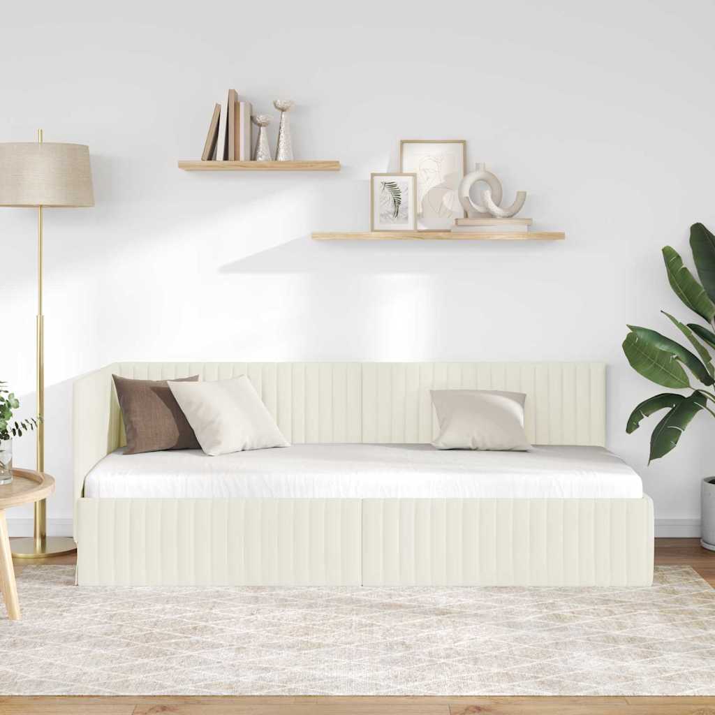 Vidaxl hoekbedframe crème 80 x 200 cm fluweel