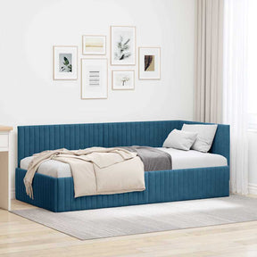 Vidaxl hoekbedframe blauw 90 x 190 cm fluweel