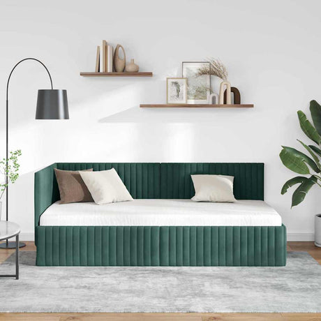 Vidaxl hoekbedframe met hoofdeinde donkergroen 90 cm x 190 cm fluweel