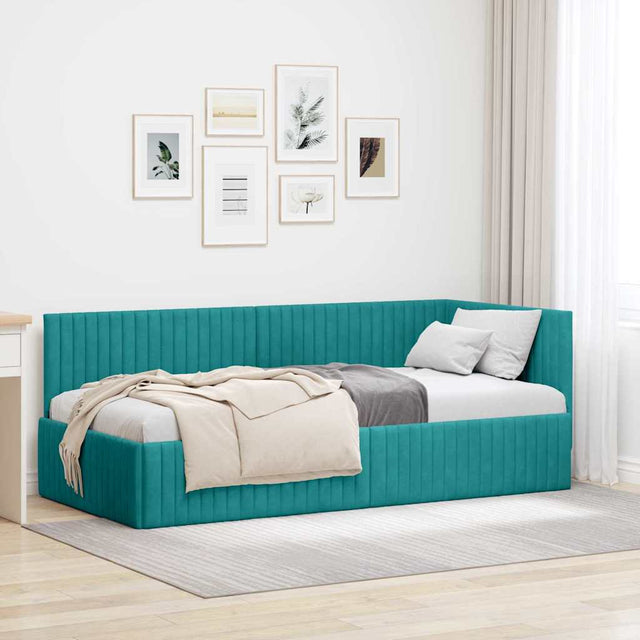 Vidaxl hoekbedframe turquoise 90 x 190 cm fluweel