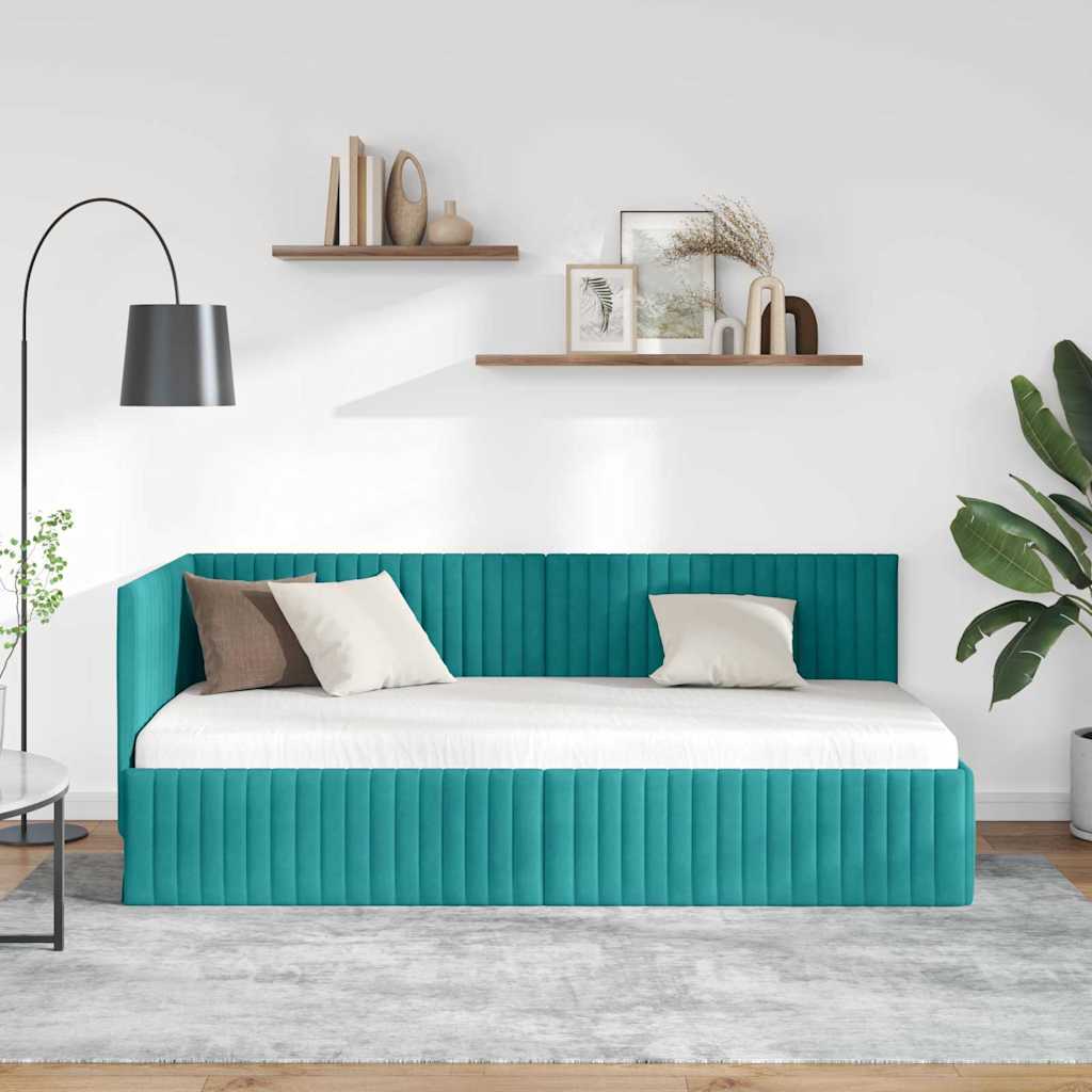 Vidaxl hoekbedframe turquoise 90 x 200 cm fluweel