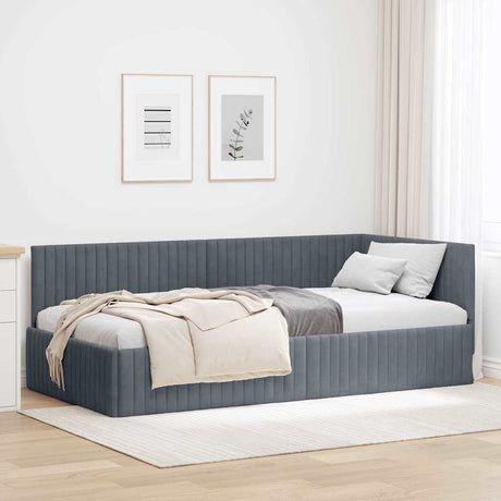 Vidaxl hoekbedframe met hoofdeinde donkergrijs 100 cm x 200 cm fluweel
