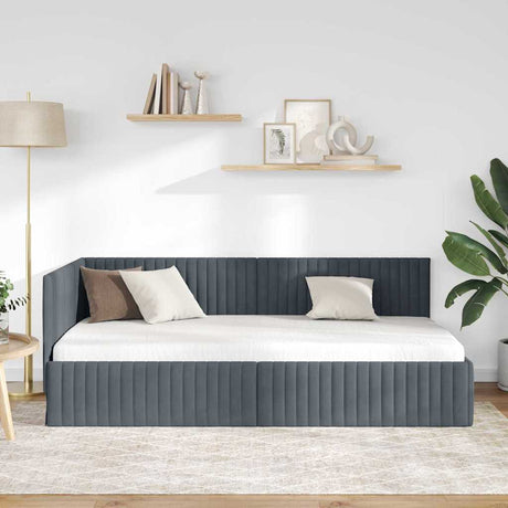 Vidaxl hoekbedframe met hoofdeinde donkergrijs 100 cm x 200 cm fluweel