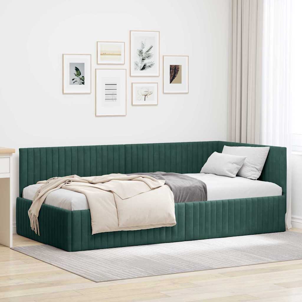 Vidaxl hoekbedframe donkergroen 100 x 200 cm fluweel