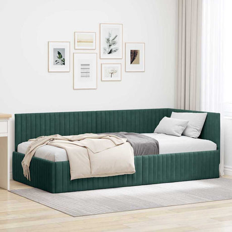 Vidaxl hoekbedframe donkergroen 100 x 200 cm fluweel