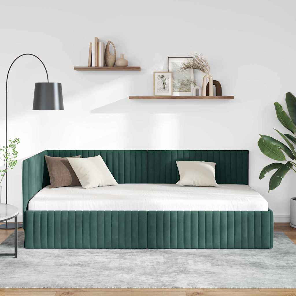 Vidaxl hoekbedframe donkergroen 100 x 200 cm fluweel
