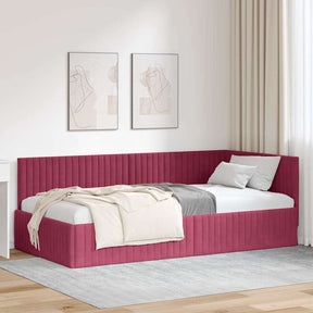 Vidaxl hoekbedframe wijnrood 100 x 200 cm fluweel