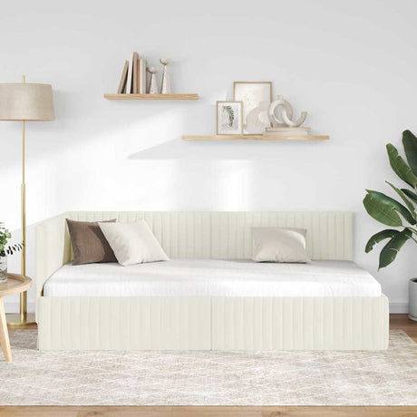 Vidaxl hoekbedframe met hoofdeinde crème 100 cm x 200 cm fluweel