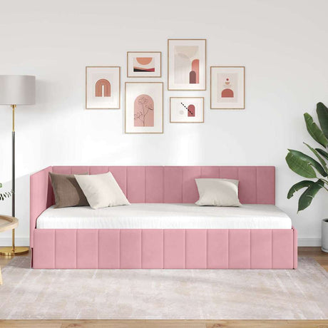 Vidaxl hoekbedframe roze 80 x 200 cm fluweel