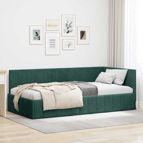 Vidaxl hoekbedframe donkergroen 90 x 190 cm fluweel
