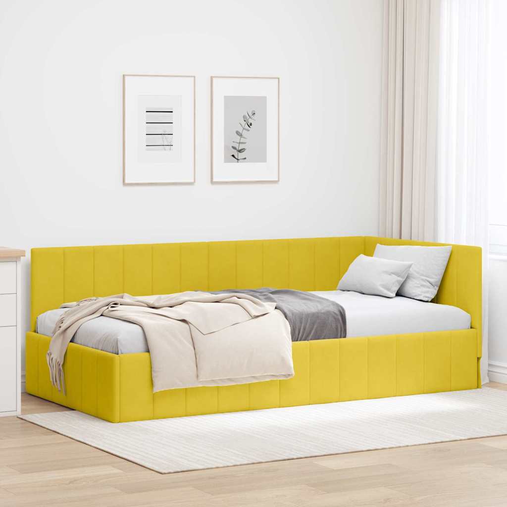 Vidaxl hoekbedframe geel 90 x 190 cm fluweel