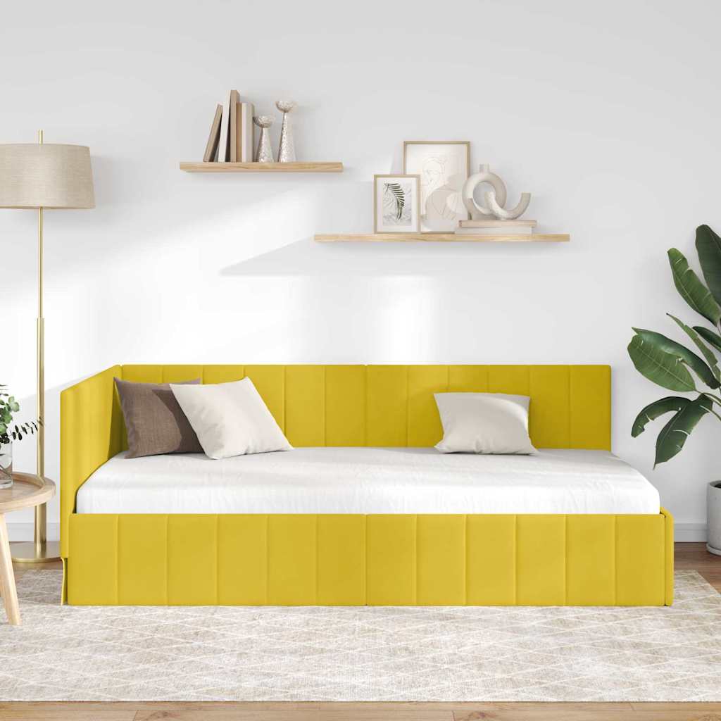 Vidaxl hoekbedframe geel 90 x 190 cm fluweel