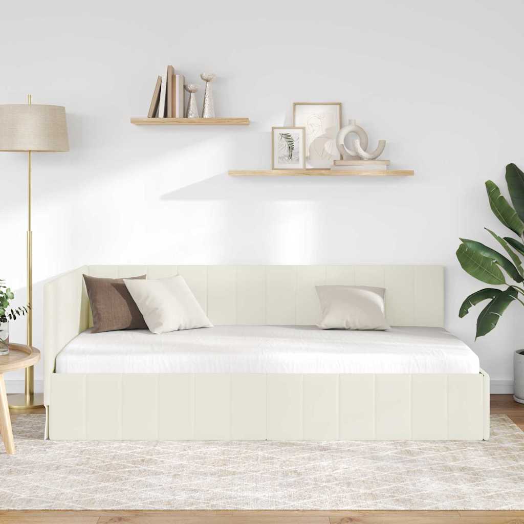 Vidaxl hoekbedframe crème 90 x 190 cm fluweel