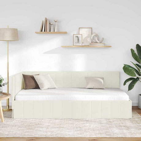 Vidaxl hoekbedframe crème 90 x 190 cm fluweel
