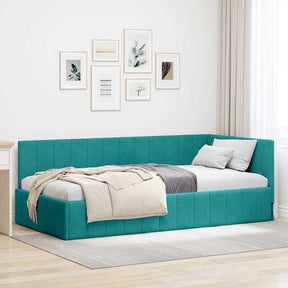 Vidaxl hoekbedframe turquoise 90 x 190 cm fluweel