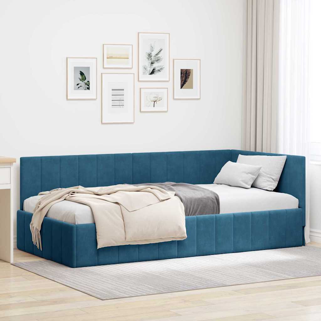 Vidaxl hoekbedframe blauw 90 x 200 cm fluweel
