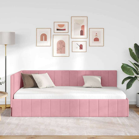 Vidaxl hoekbedframe roze 90 x 200 cm fluweel